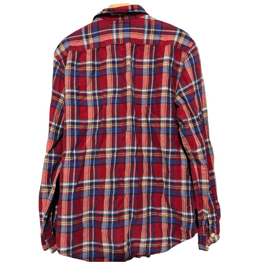 Polo Ralph Lauren Vintage Men’s Size M Red Blue Flannel Plaid Button Down Shirt - Picture 3 of 6